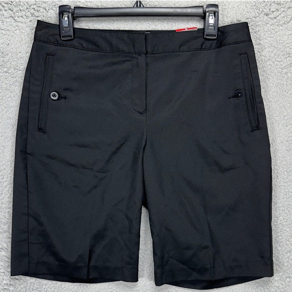 Izod Perform-X Women Golf Chino Shorts 6 Black Herringbone Flat Front Pocket NEW - Picture 1 of 10